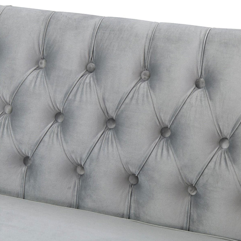 Chester Grey Velvet Corner Sofa by Lavishway | Velvet Sofa-25264