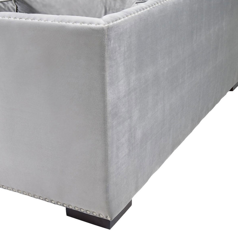 Chester Grey Velvet Corner Sofa by Lavishway | Velvet Sofa-25276