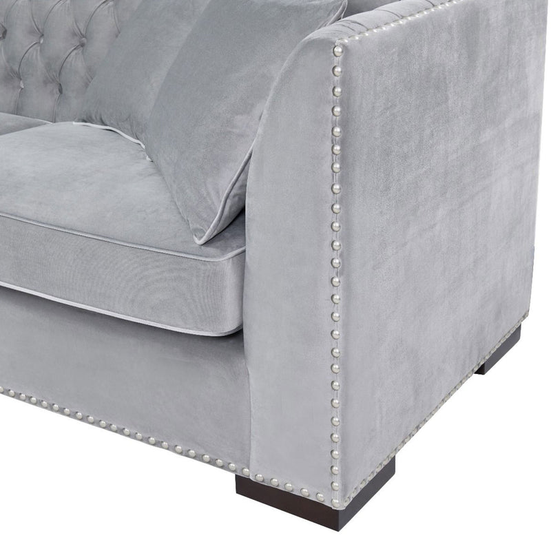 Chester Grey Velvet Corner Sofa by Lavishway | Velvet Sofa-25274