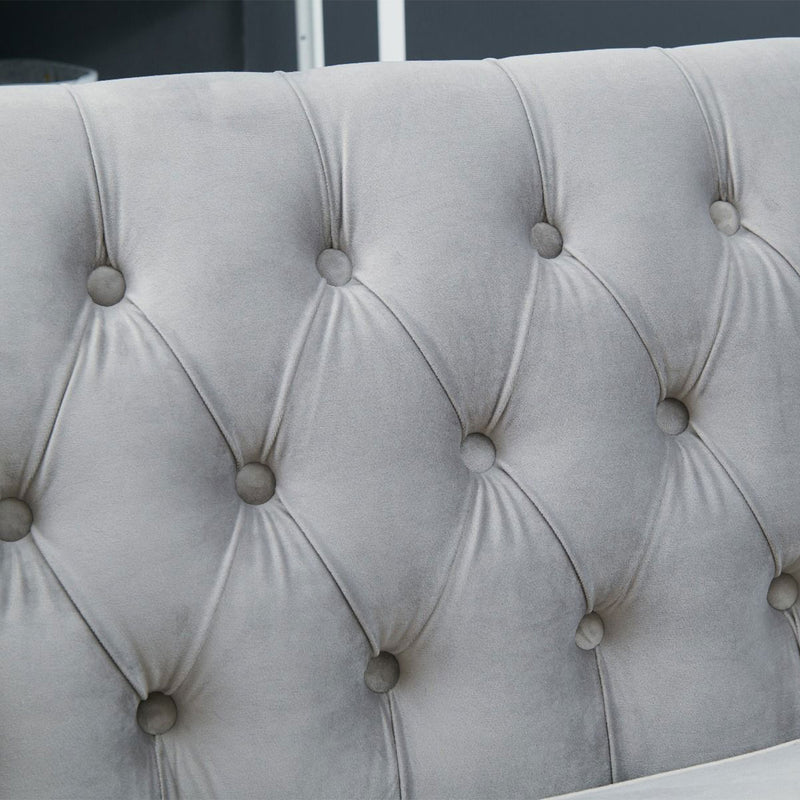 Chester Grey Velvet Corner Sofa by Lavishway | Velvet Sofa-25272