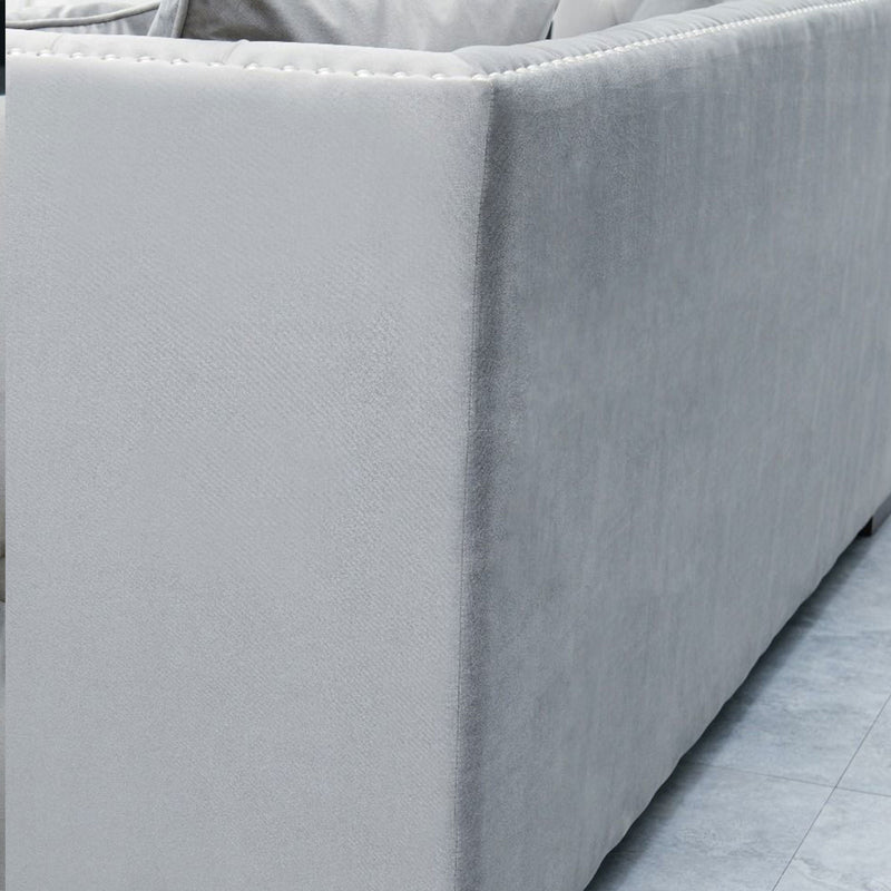 Chester Grey Velvet Corner Sofa by Lavishway | Velvet Sofa-25271