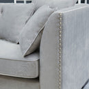 Chester Grey Velvet Corner Sofa by Lavishway | Velvet Sofa-25275