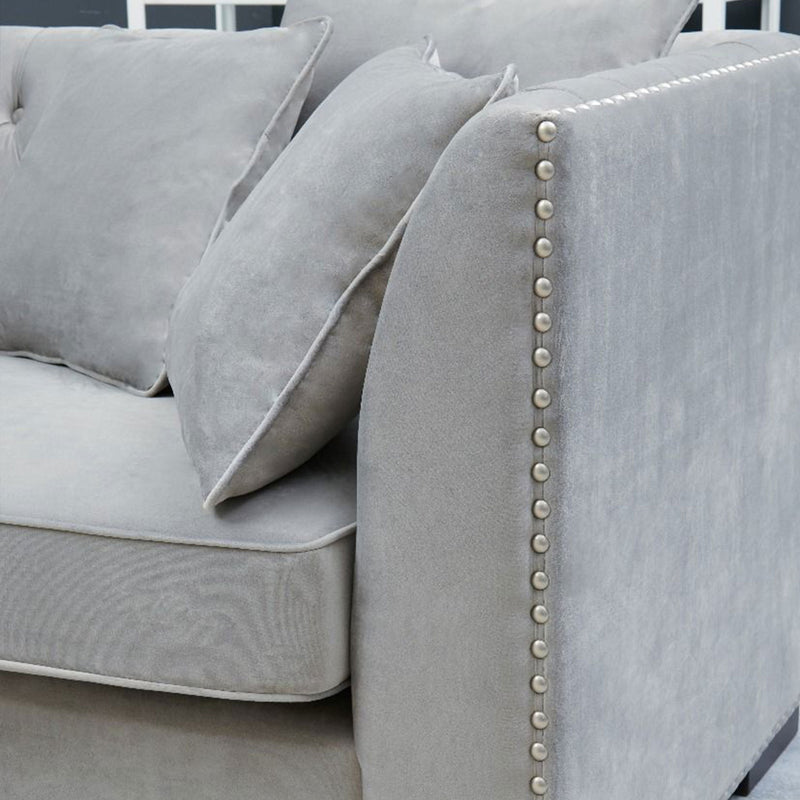 Chester Grey Velvet Corner Sofa by Lavishway | Velvet Sofa-25275