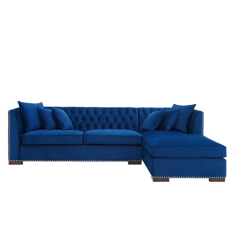Chester Royal Blue Corner Sofa Suite by Lavishway | Velvet Sofa-24165