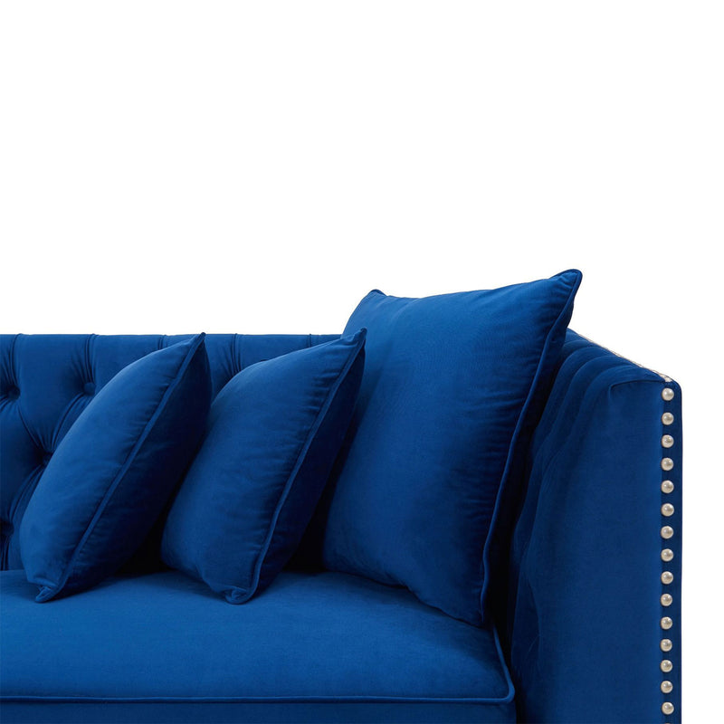 Chester Royal Blue Corner Sofa Suite by Lavishway | Velvet Sofa-24170