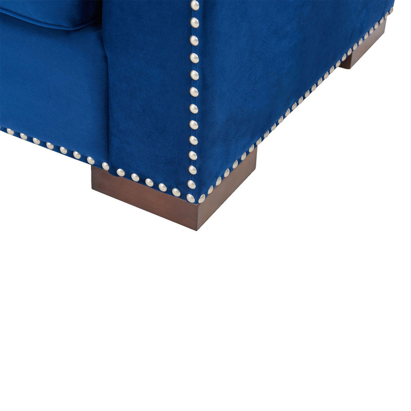 Chester Royal Blue Corner Sofa Suite by Lavishway | Velvet Sofa-24169