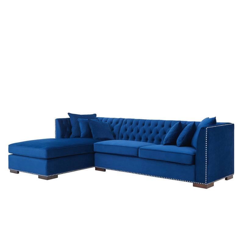 Chester Royal Blue Corner Sofa Suite by Lavishway | Velvet Sofa-24163