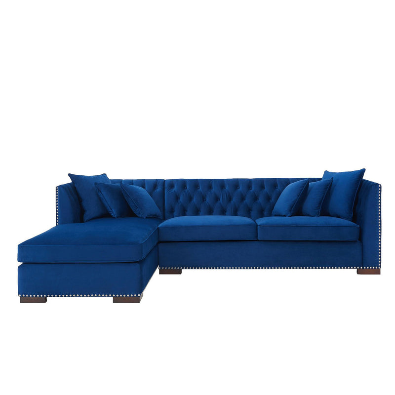 Chester Royal Blue Corner Sofa Suite by Lavishway | Velvet Sofa-24164
