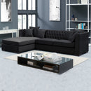 Chester Velvet Black Corner Suite Left by Lavishway | Velvet Sofa-25967