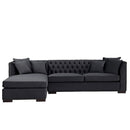 Chester Velvet Black Corner Suite Left by Lavishway | Velvet Sofa-25969