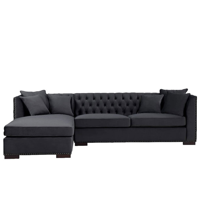 Chester Velvet Black Corner Suite Left by Lavishway | Velvet Sofa-25969
