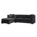 Chester Velvet Black Corner Suite Left by Lavishway | Velvet Sofa-25968