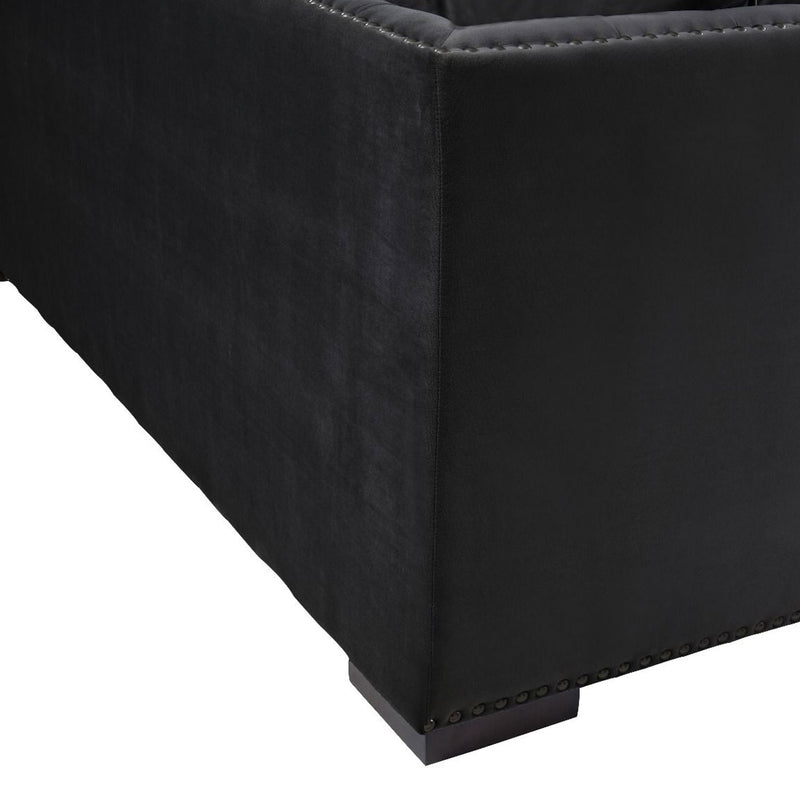 Chester Velvet Black Corner Suite Left by Lavishway | Velvet Sofa-25973