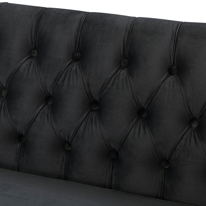 Chester Velvet Black Corner Suite Left by Lavishway | Velvet Sofa-25974