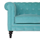 Chesterfield Aqua Velvet 2 Seater Sofa by Lavishway | Velvet Sofa-22793