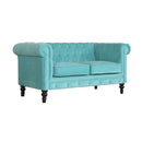 Chesterfield Aqua Velvet 2 Seater Sofa by Lavishway | Velvet Sofa-22790