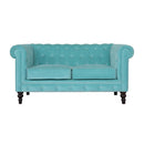 Chesterfield Aqua Velvet 2 Seater Sofa by Lavishway | Velvet Sofa-22791
