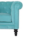Chesterfield Aqua Velvet Armchair by Lavishway | Velvet Sofa-22807