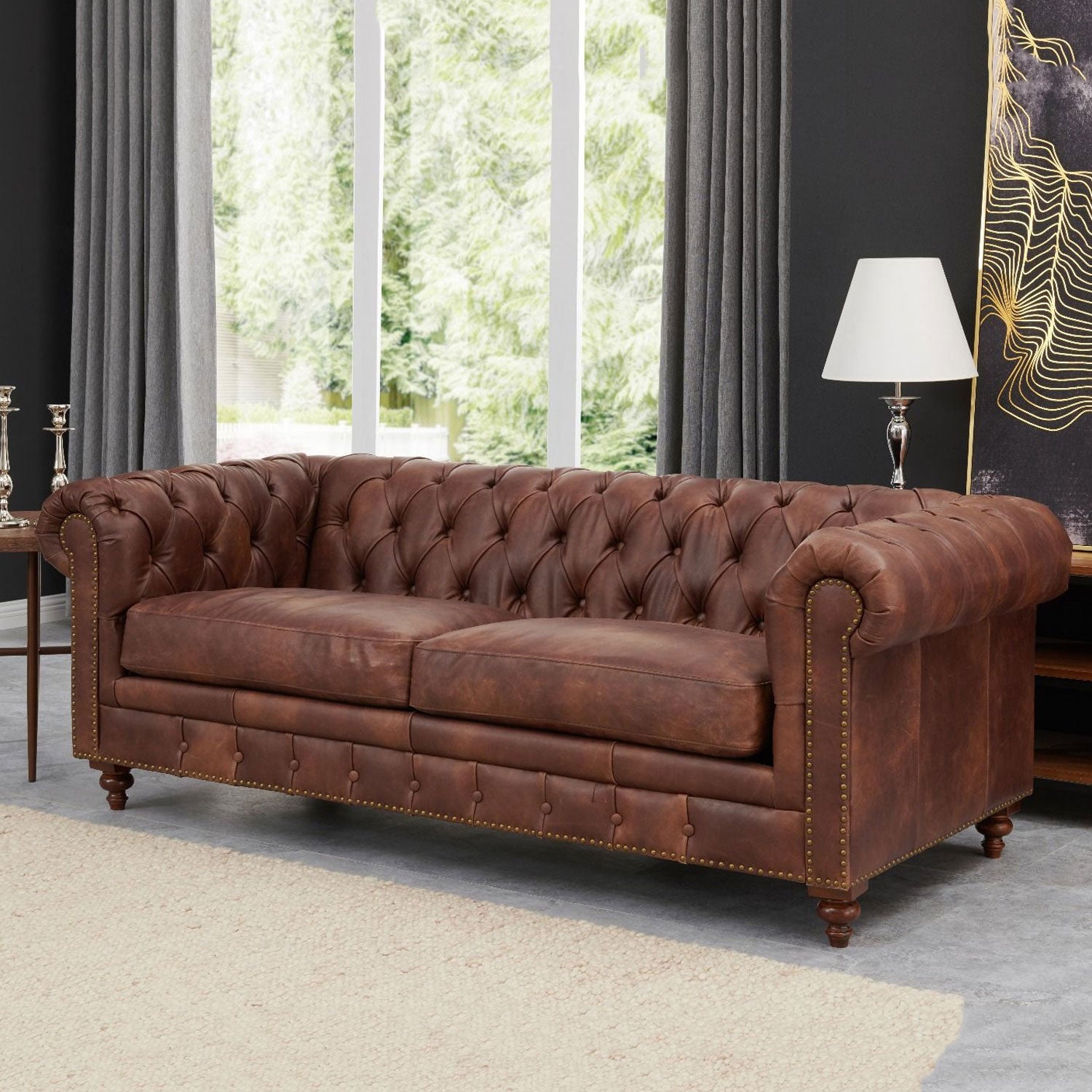 Chesterfield Leather 2 Seater & 3 Seater Sofa | Lavishway UK