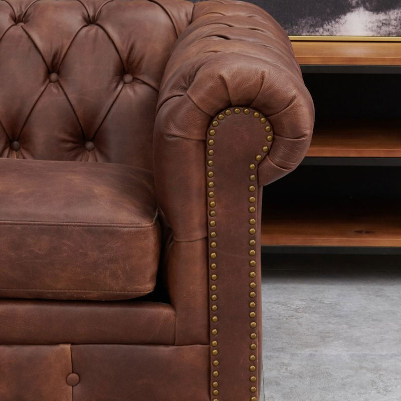 Chesterfield Leather 2 Seater & 3 Seater Sofa by Lavishway | Leather Sofa-25806