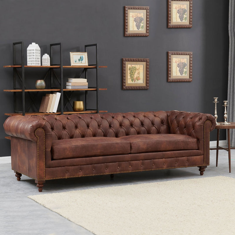 Chesterfield Leather 2 Seater & 3 Seater Sofa by Lavishway | Leather Sofa-25801