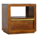 Chestnut 1 Drawer Gold Bar Bedside Table by Lavishway | Bedside Tables-22057