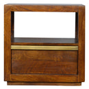 Chestnut 1 Drawer Gold Bar Bedside Table by Lavishway | Bedside Tables-22058