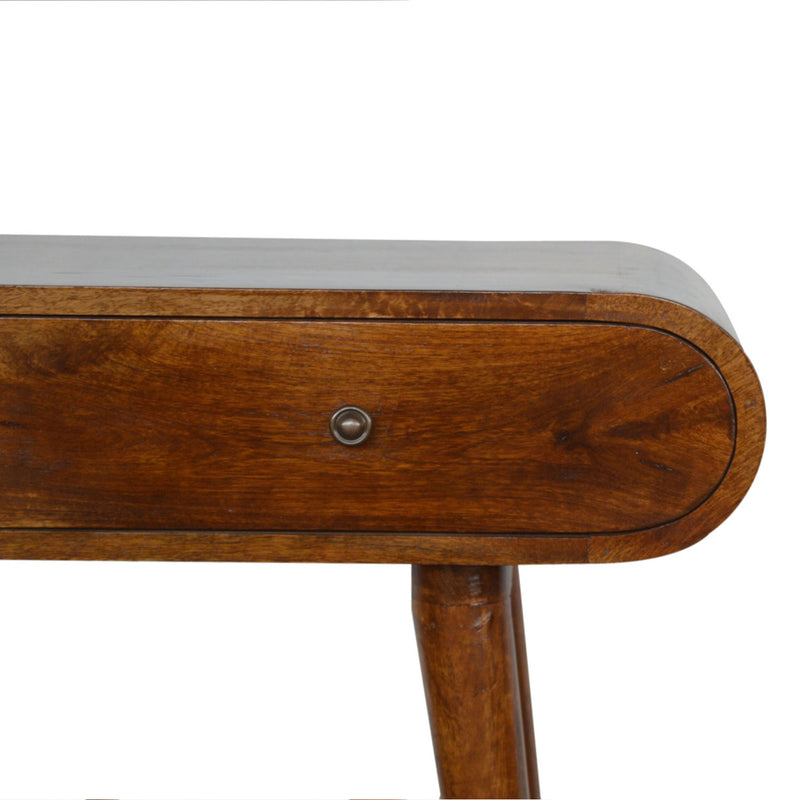Chestnut 2 Drawers Curved Console Table by Lavishway | Hallway Console Table-21837