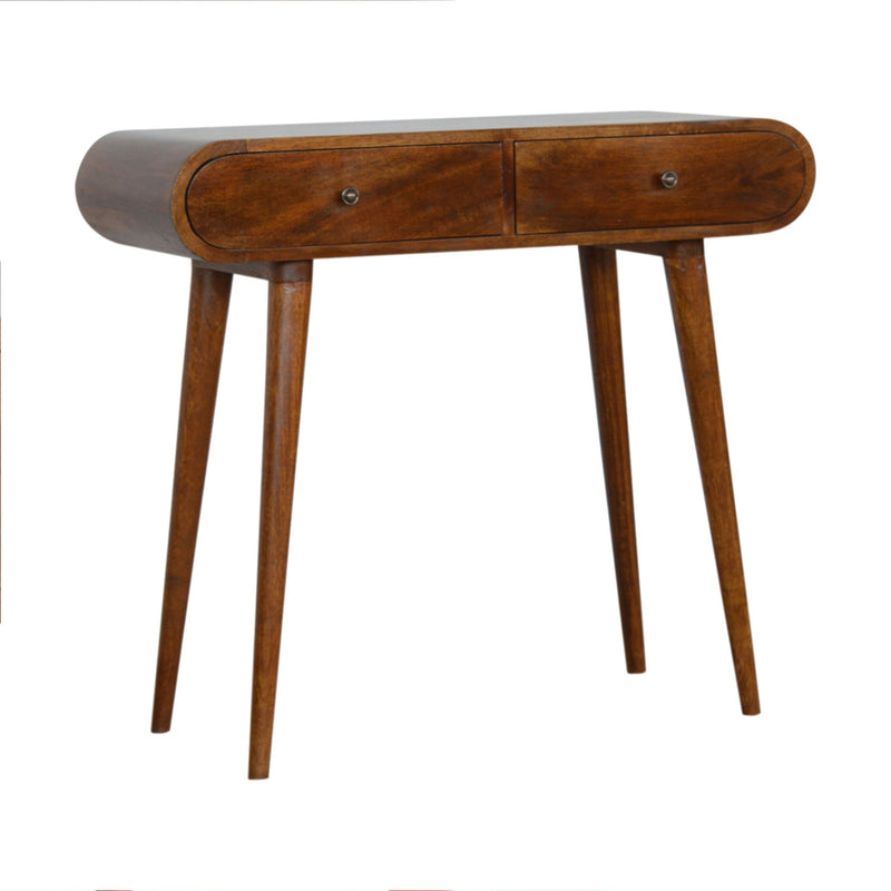 Chestnut 2 Drawers Curved Console Table by Lavishway | Hallway Console Table-21833