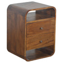 Chestnut 2 Drawers Curved Edge Bedside Table by Lavishway | Bedside Tables-21824