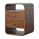 Chestnut 2 Drawers Curved Edge Bedside Table by Lavishway | Bedside Tables-21826