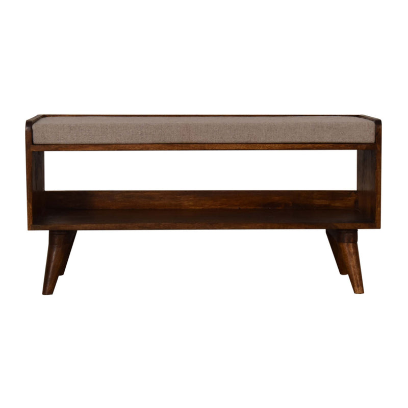 Chestnut Brown Tweed Seat Pad Bench by Lavishway | Benches & Storage Benches-22043