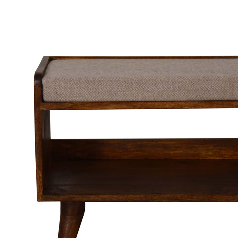 Chestnut Brown Tweed Seat Pad Bench by Lavishway | Benches & Storage Benches-22046