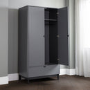 Chloe 2 Doors & 1 Drawer Grey Wardrobe by Lavishway | Wardrobe-20702