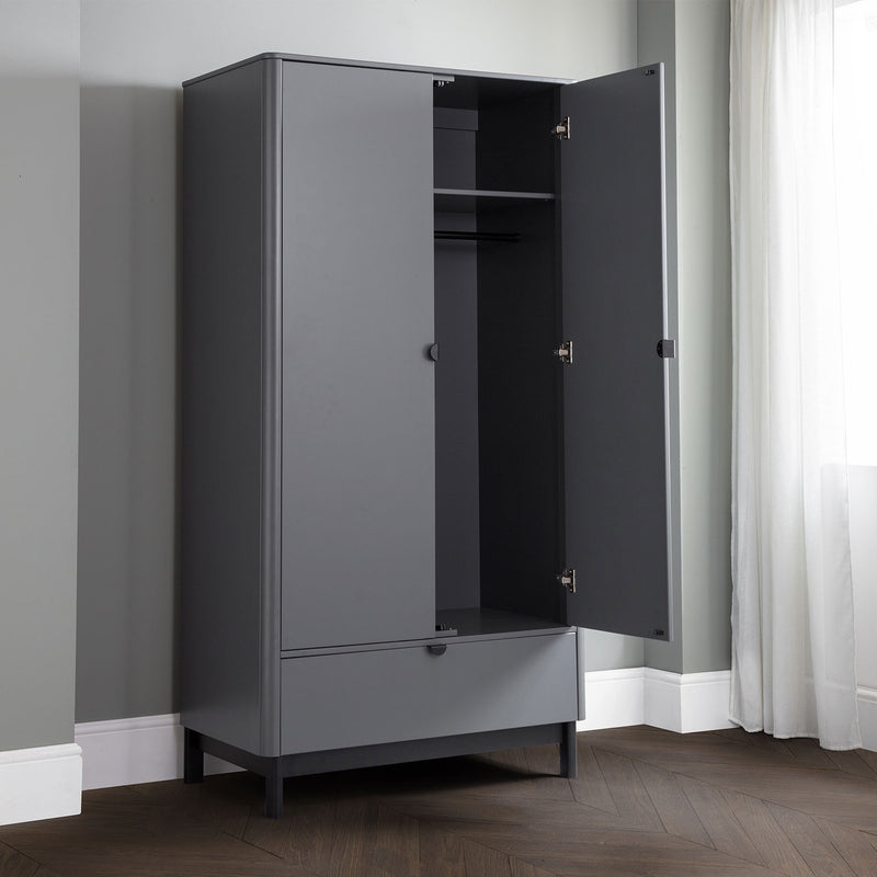 Chloe 2 Doors & 1 Drawer Grey Wardrobe by Lavishway | Wardrobe-20702