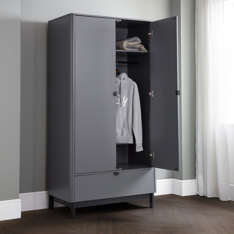 Chloe 2 Doors & 1 Drawer Grey Wardrobe by Lavishway | Wardrobe-20701
