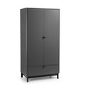 Chloe 2 Doors & 1 Drawer Grey Wardrobe by Lavishway | Wardrobe-20703