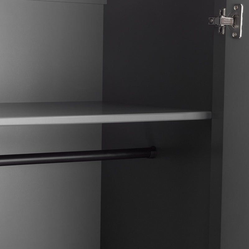 Chloe 2 Doors & 1 Drawer Grey Wardrobe by Lavishway | Wardrobe-20709