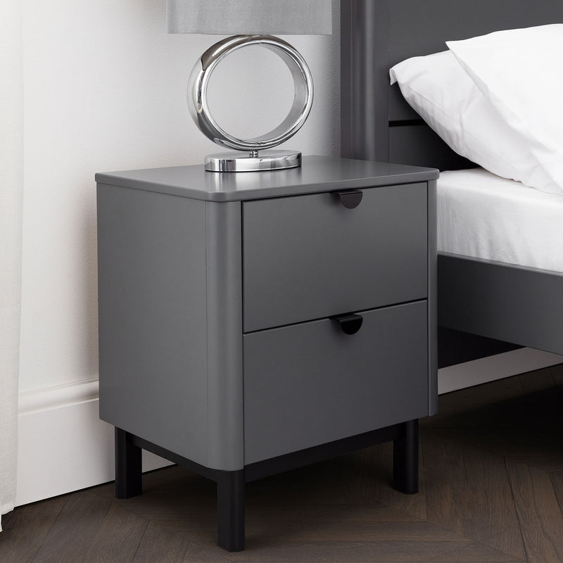 Chloe 2 Drawer Storm Grey Bedside Table by Lavishway | Bedside Tables-20691