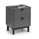 Chloe 2 Drawer Storm Grey Bedside Table by Lavishway | Bedside Tables-20692