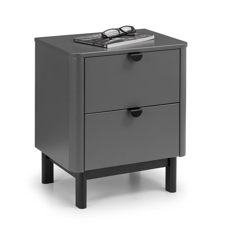 Chloe 2 Drawer Storm Grey Bedside Table by Lavishway | Bedside Tables-20692