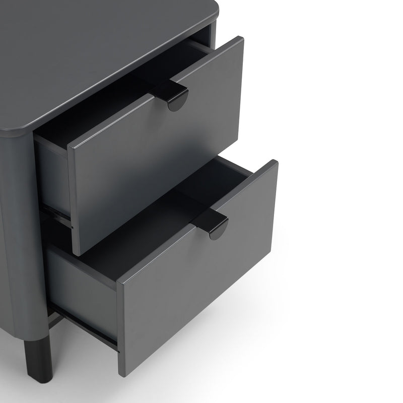 Chloe 2 Drawer Storm Grey Bedside Table by Lavishway | Bedside Tables-20696