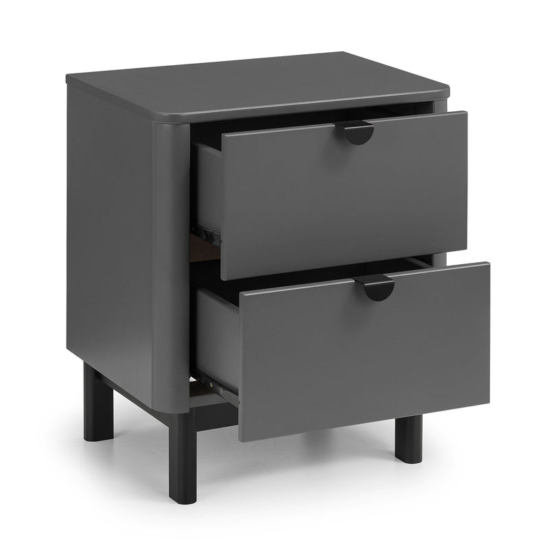 Chloe 2 Drawer Storm Grey Bedside Table by Lavishway | Bedside Tables-20693