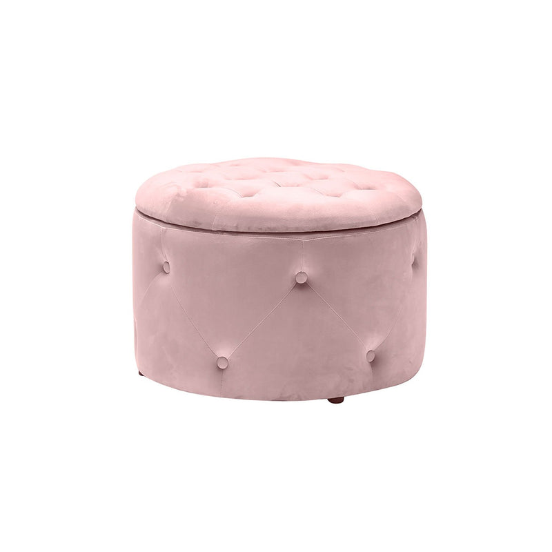 Cleo Round Upholstered Storage Pouffe by Lavishway | Stools & Pouffes-37819