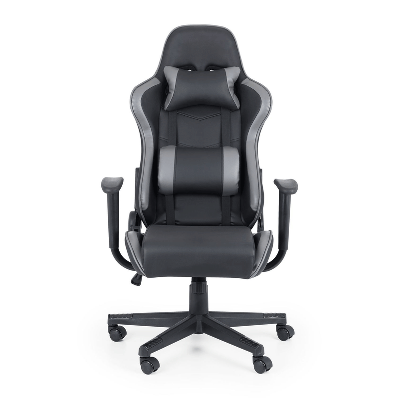 Comet Black & Grey Faux Leather Gaming Chair by Lavishway | Leather Chairs-20589