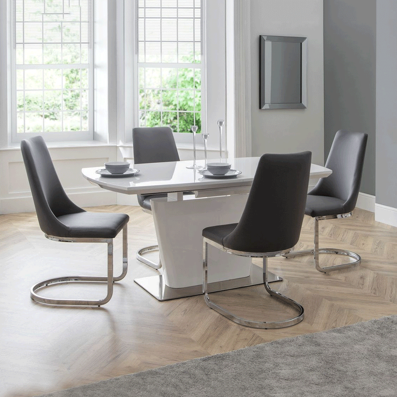 Como White High Gloss Extendable Dining Table by Lavishway | Dining Tables-20555