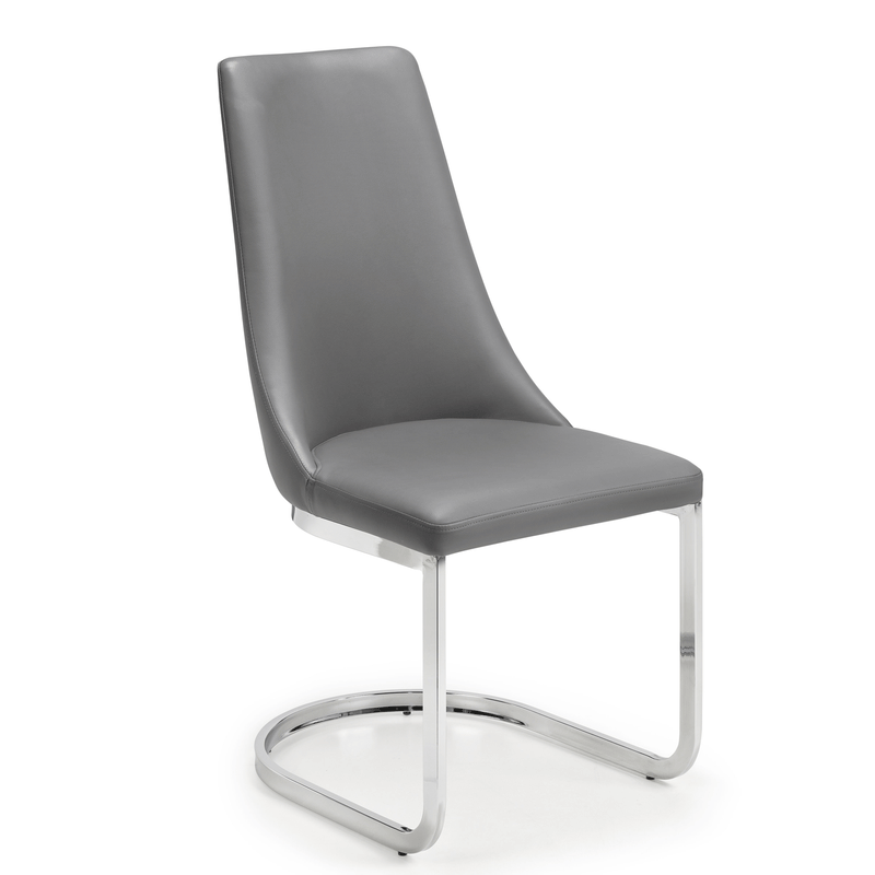 Como Grey Leather Cantelever Dining Chair by Lavishway | Dining Chairs-20573