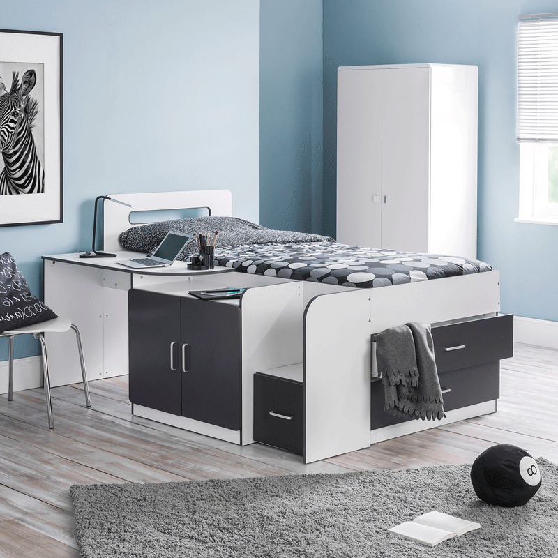 Cookie Matt White & Charcoal Grey Cabin Bed by Lavishway | Wooden Beds-20528