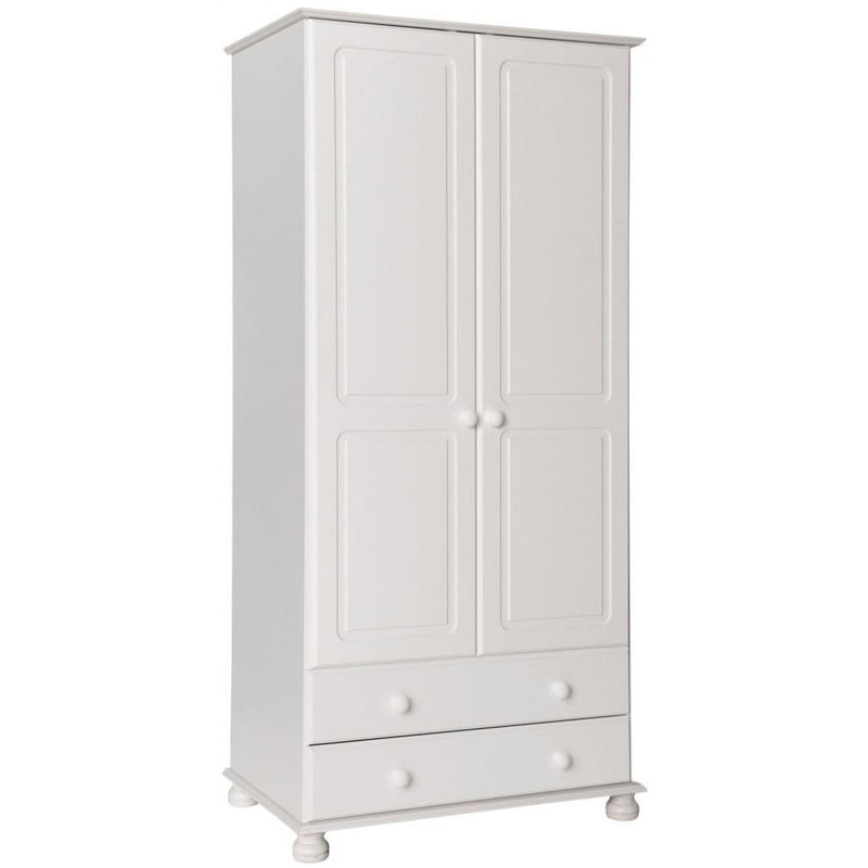 Copenhagen White 2 Door Tall Wardrobe by Lavishway | Wardrobe-45536