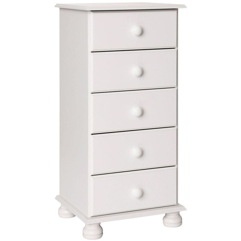 Copenhagen White Narrow 5 Drawers Chest by Lavishway | Chest Of Drawers-45638